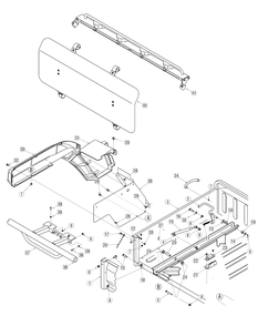 Rear Left Fender And Cargo Bed Diagram and Parts List for 467 4X4-1B027G-1B028G-37ACD710-After Cub Cadet Lawn Tractor Accessories